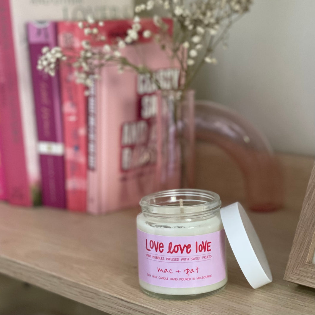 Pink Love Love Love Candle Baby